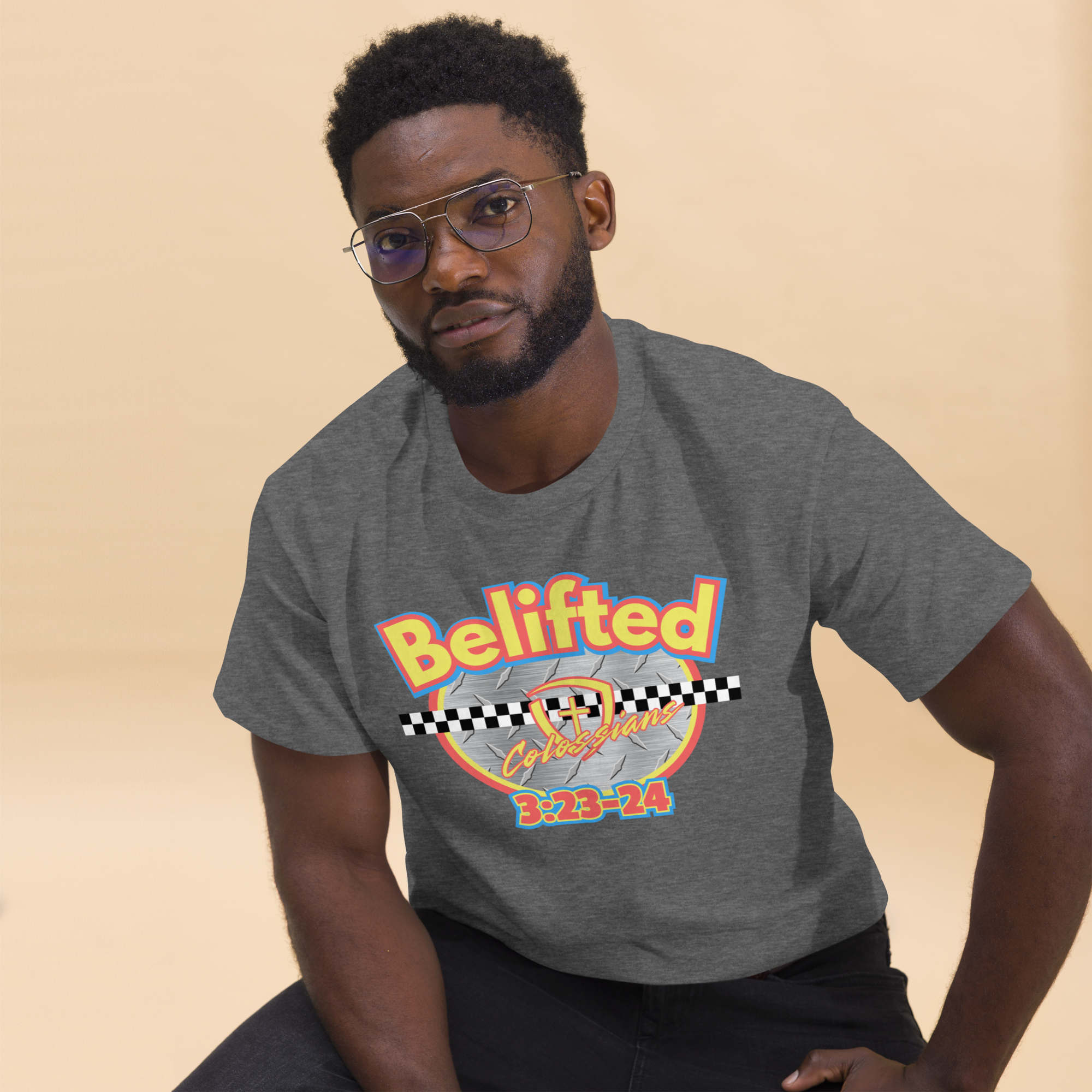 unisex vintage nascar graphic shirt lifestyle model wearing belifted